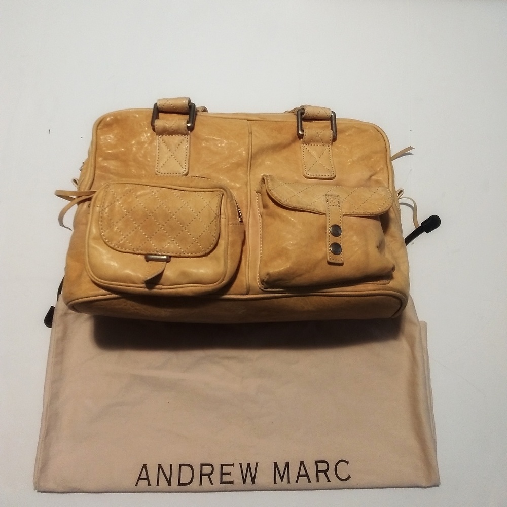 Andrew Marc tan genuine leather bag 16x8 x8